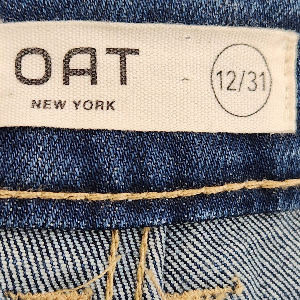 Oat New York Dark Wash Wide Leg Jeans Stretch 5 Pocket Wide Cuff Hem Size 12/31 - Picture 2 of 10